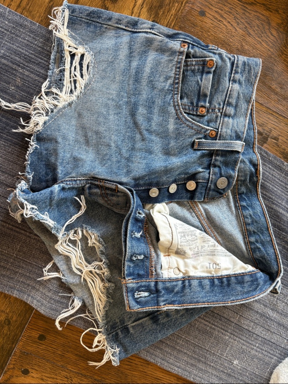 Levi's Distressed Blue Denim Jean Shorts